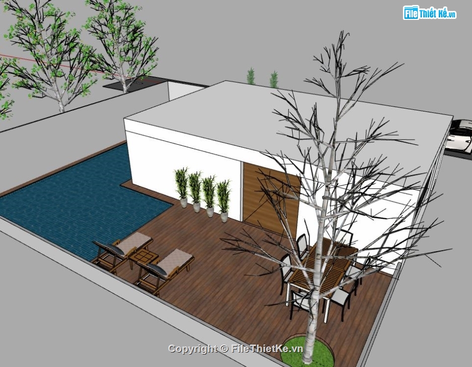 su biệt thự 2 tầng,sketchup biệt thự,model su biệt thự