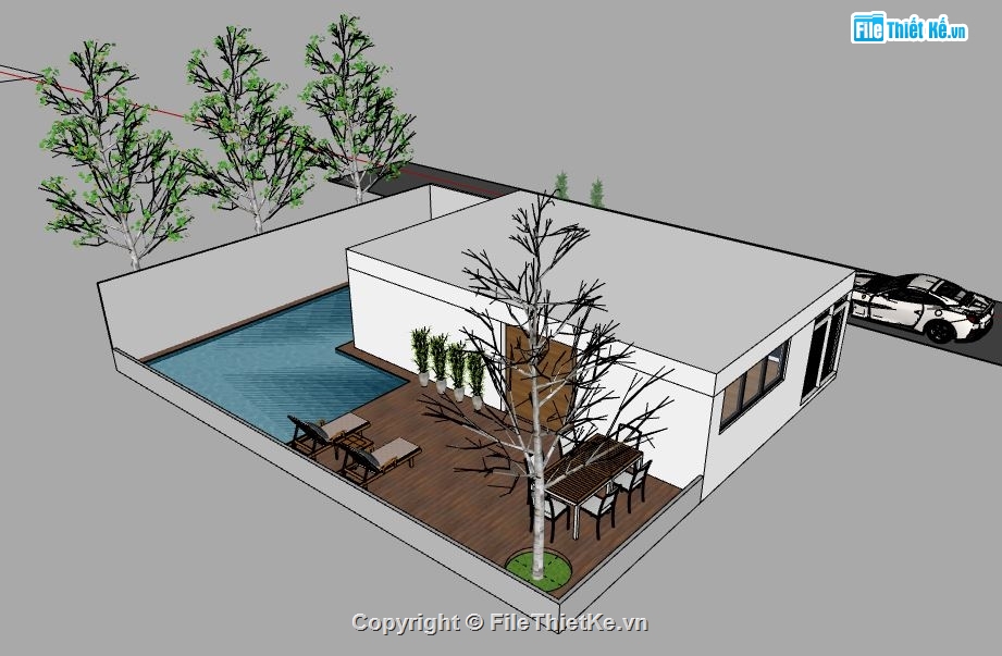 su biệt thự 2 tầng,sketchup biệt thự,model su biệt thự