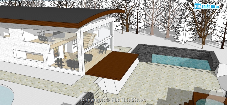 nhà nghỉ dưỡng,mẫu su nhà nghỉ dưỡng,sketchup nhà nghỉ dưỡng