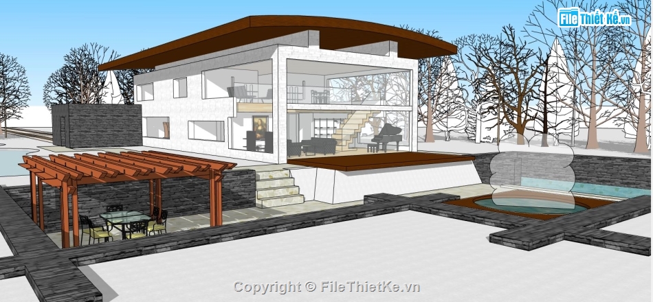 nhà nghỉ dưỡng,mẫu su nhà nghỉ dưỡng,sketchup nhà nghỉ dưỡng