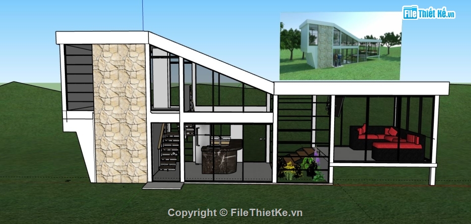 model su nhà nghỉ dưỡng,file su nhà nghỉ,sketchup nhà nghỉ dưỡng