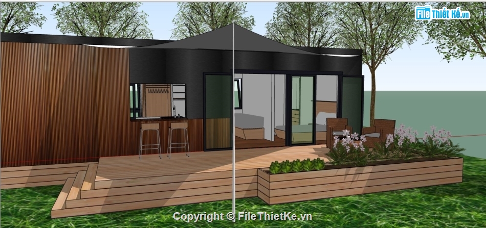 model su nhà nghỉ dưỡng,file sketchup nhà nghỉ dưỡng,su nhà nghỉ dưỡng