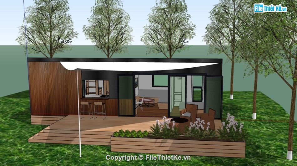 model su nhà nghỉ dưỡng,file sketchup nhà nghỉ dưỡng,su nhà nghỉ dưỡng