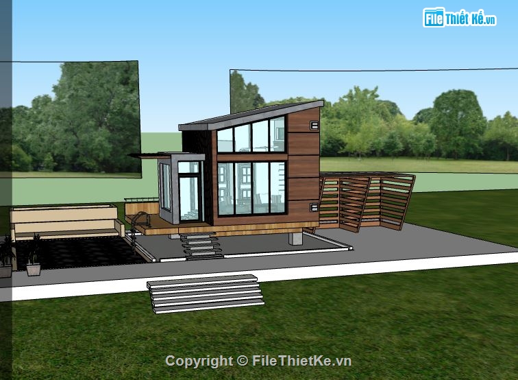 nhà đẹp file su,nhà nghỉ dưỡng file su,sketchup nhà nghỉ dưỡng