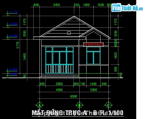 Bản vẽ mặt bằng,mặt bằng,Bản vẽ mặt đứng,Mẫu nhà ở 1 tầng