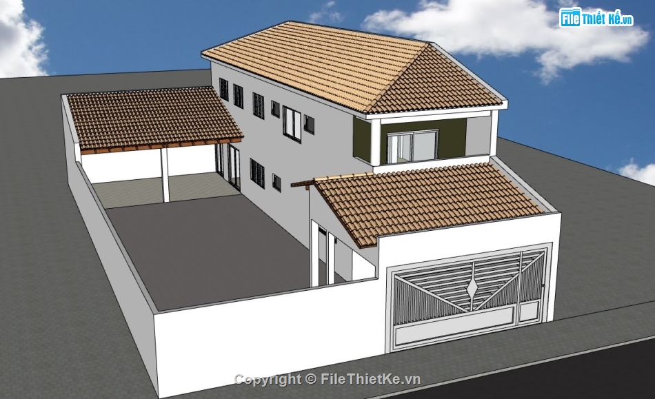 sketchup nhà phố 2 tầng,su nhà ở 2 tầng,sketchup nhà ở tầng