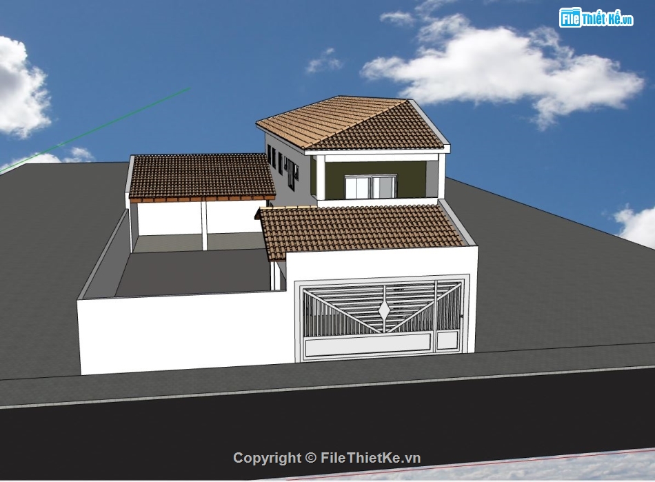 sketchup nhà phố 2 tầng,su nhà ở 2 tầng,sketchup nhà ở tầng