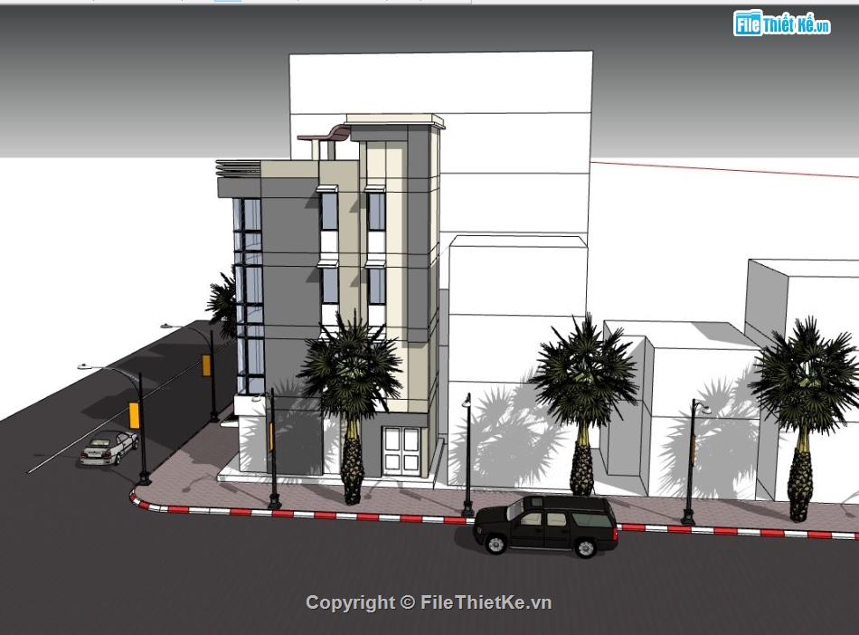 su nhà phố 4 tầng,model su nhà phố,file sketchup nhà phố