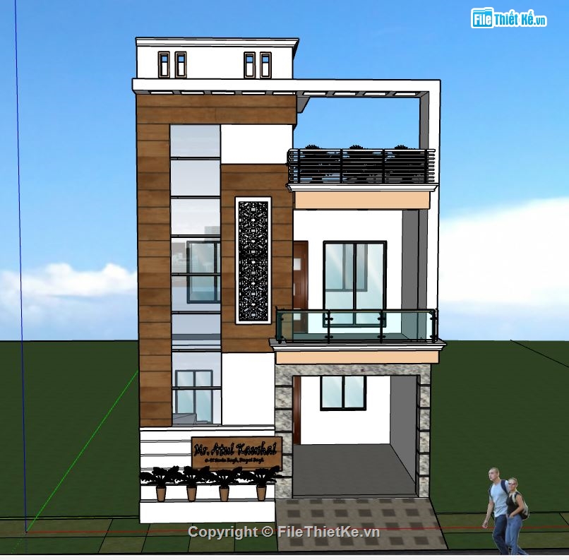 su nhà phố 2 tầng,nhà phố 2 tầng 1 tum,file sketchup nhà phố