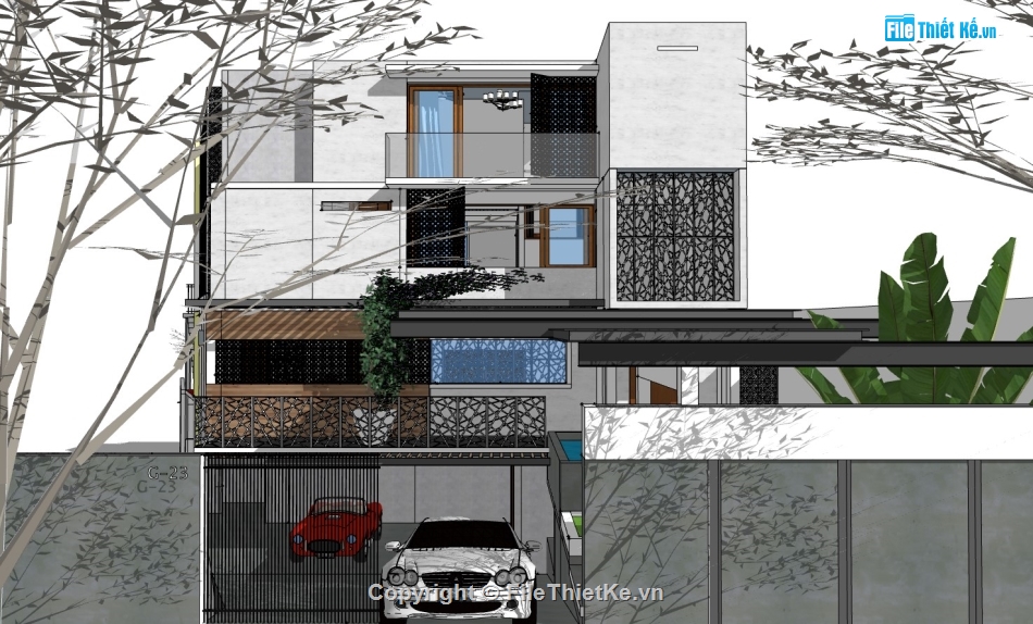 mẫu nhà 2 tầng,model su nhà 2 tầng,dựng sketchup nhà 2 tầng