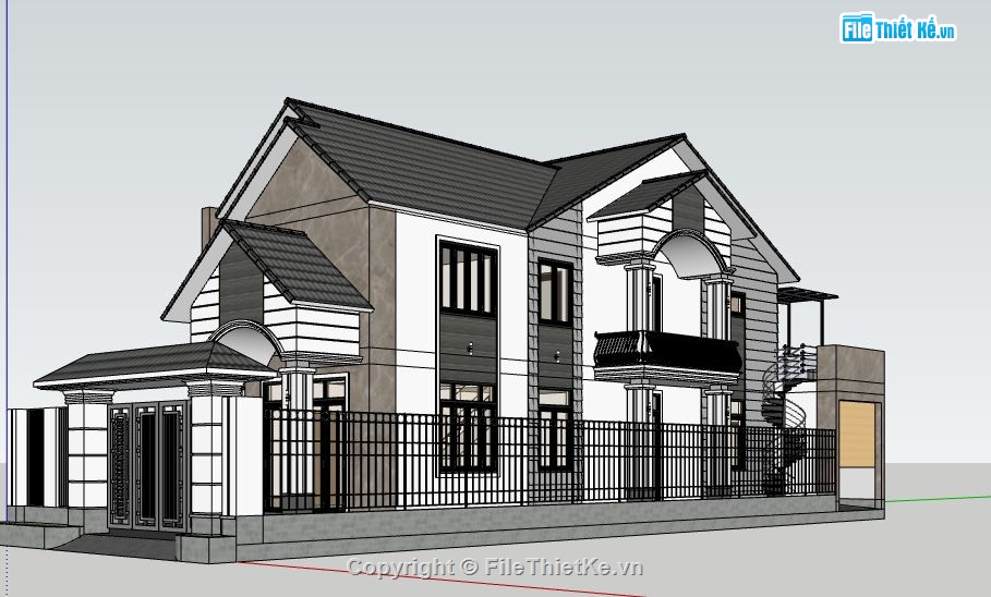 su nhà phố,file sketchup nhà phố,model su nhà phố