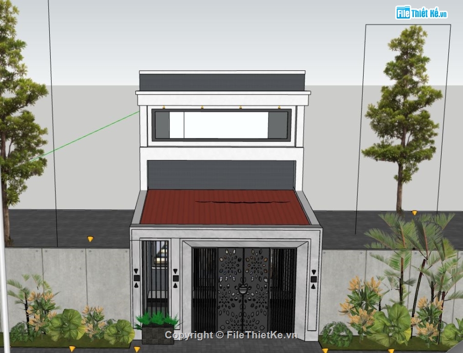 nhà phố 2 tâng,file sketchup nhà phố,model su nhà phố