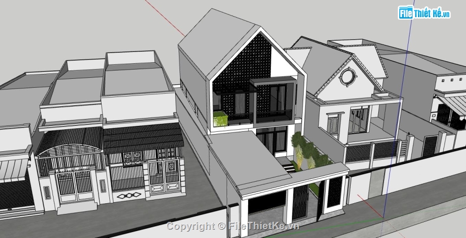 mẫu nhà 2 tầng,mẫu nhà phố 2 tầng,model su nhà 2 tầng
