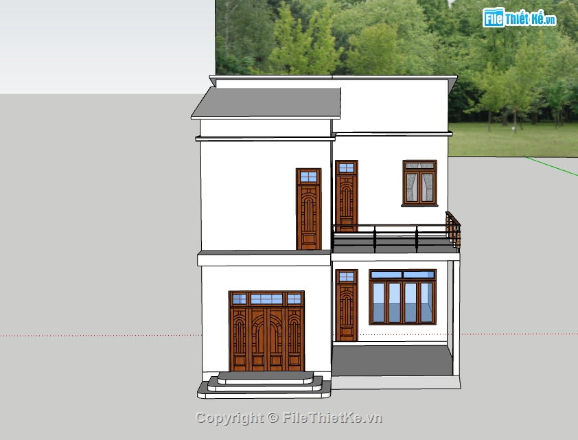 nhà phố sketchup,nhà phố 2 tầng,su nhà phố,sketchup nhà phố 2 tầng