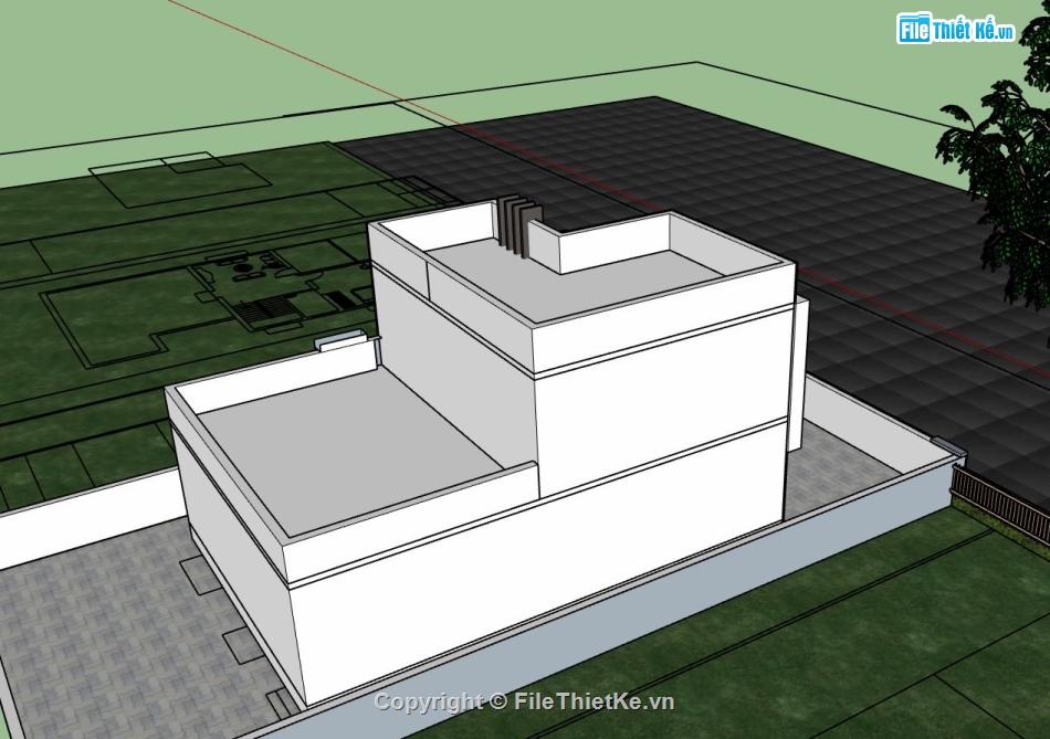 nhà 2 tầng hiện đại,sketchup nhà phố 2 tầng,mẫu phố 2 tầng,phối cảnh nhà phố