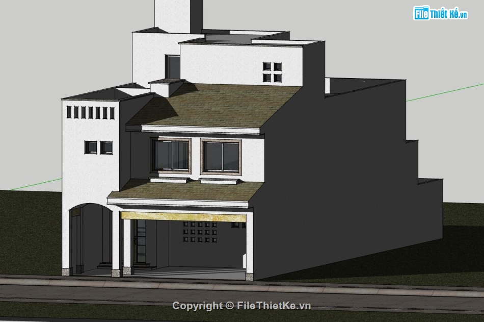 nhà phố  2 tầng,sketchup nhà phố 2 tầng,model su nhà phố 2 tầng