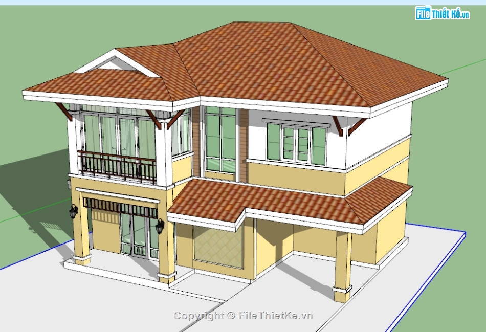 nhà phố 2 tầng,model nhà phố,mẫu sketchup nhà phố