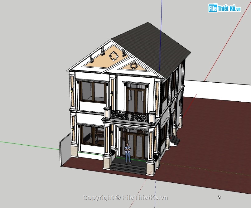 nhà phố 2 tầng,su nhà phố,sketchup nhà phố 2 tầng,nhà phố 2 tầng mái nhật