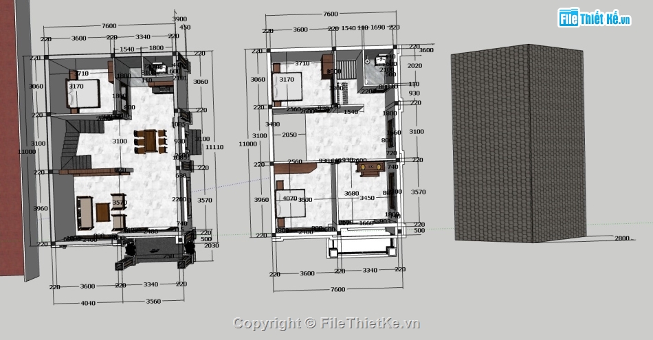 nhà phố 2 tầng,su nhà phố,sketchup nhà phố 2 tầng,nhà phố 2 tầng mái nhật