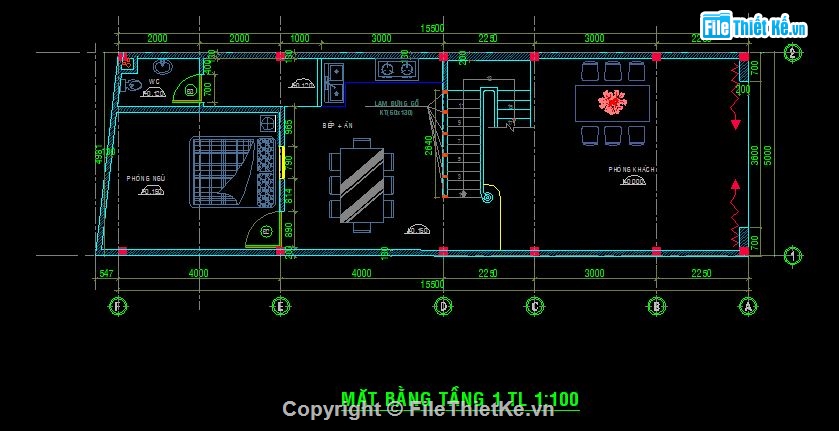 Nhà phố 2 tầng mái thái,Nhà 2 tầng 5x15.5,Nhà phố 2 tầng,Full hồ sơ thiết kế nhà phố