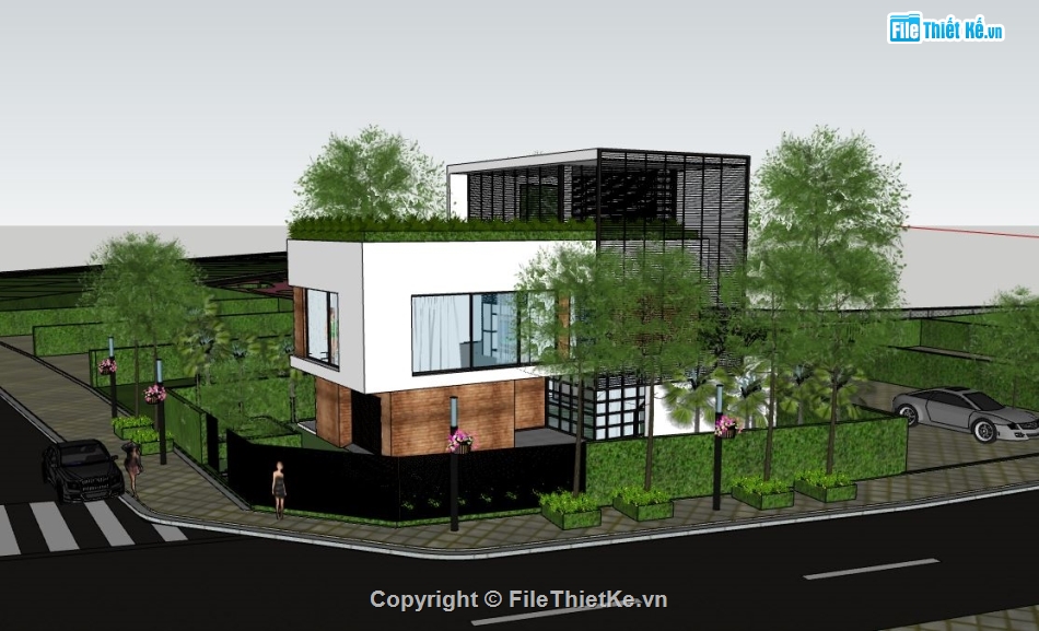 su nhà phố,sketchup nhà phố,model su nhà phố