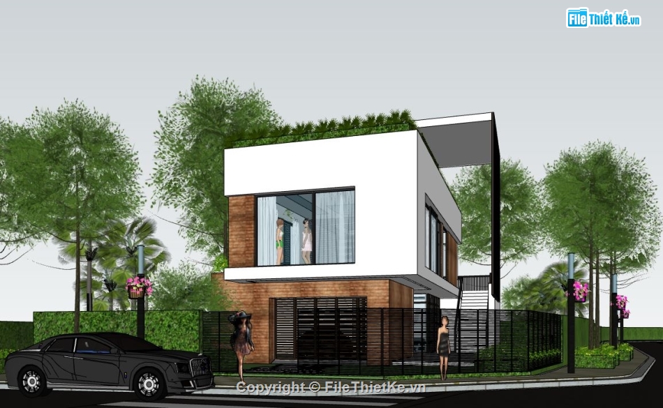 su nhà phố,sketchup nhà phố,model su nhà phố