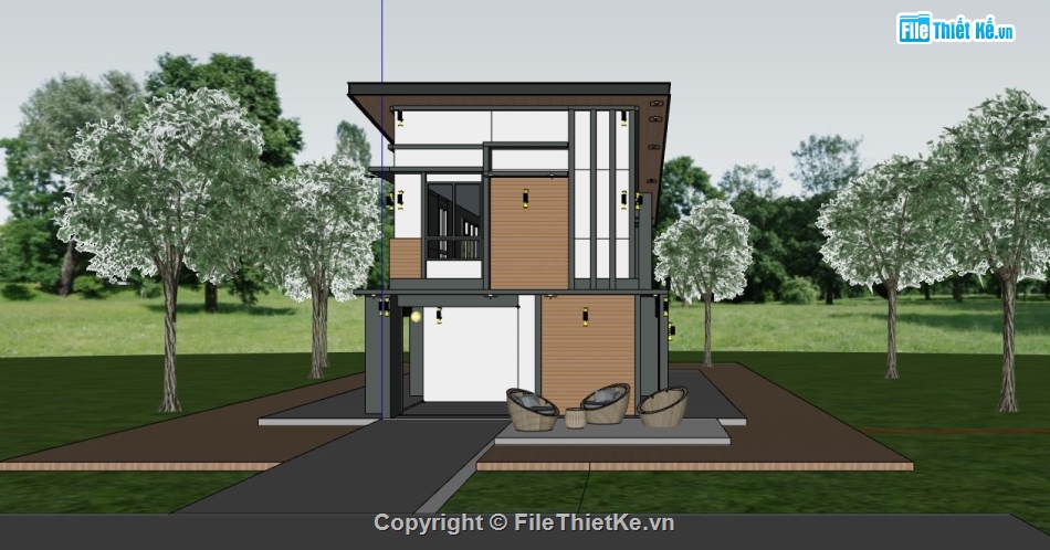 su nhà phố 2 tầng,model su nhà phố,file sketchup nhà phố