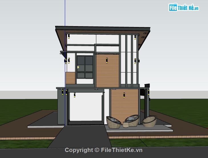 su nhà phố 2 tầng,model su nhà phố,file sketchup nhà phố