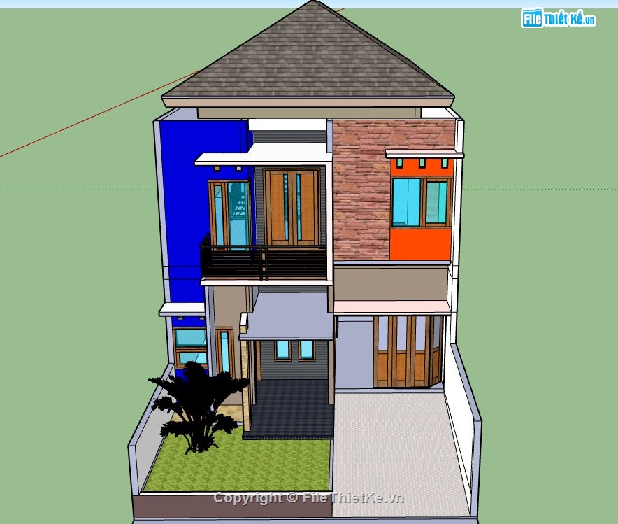 su nhà phố,file sketchup nhà phố,model su nhà phố