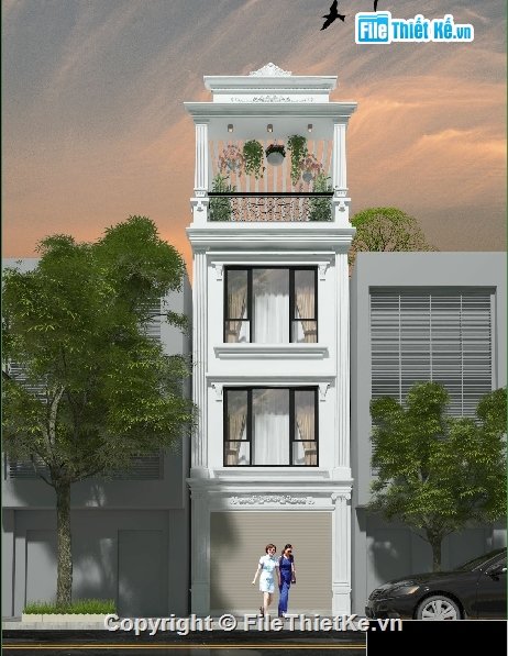 nhà phố 3 tầng,nhà phố cổ điển,bản vẽ nhà phố 3 tầng,nhà phố 3 tầng file cad