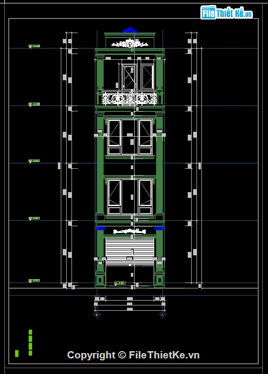 nhà phố 3 tầng,nhà phố cổ điển,bản vẽ nhà phố 3 tầng,nhà phố 3 tầng file cad