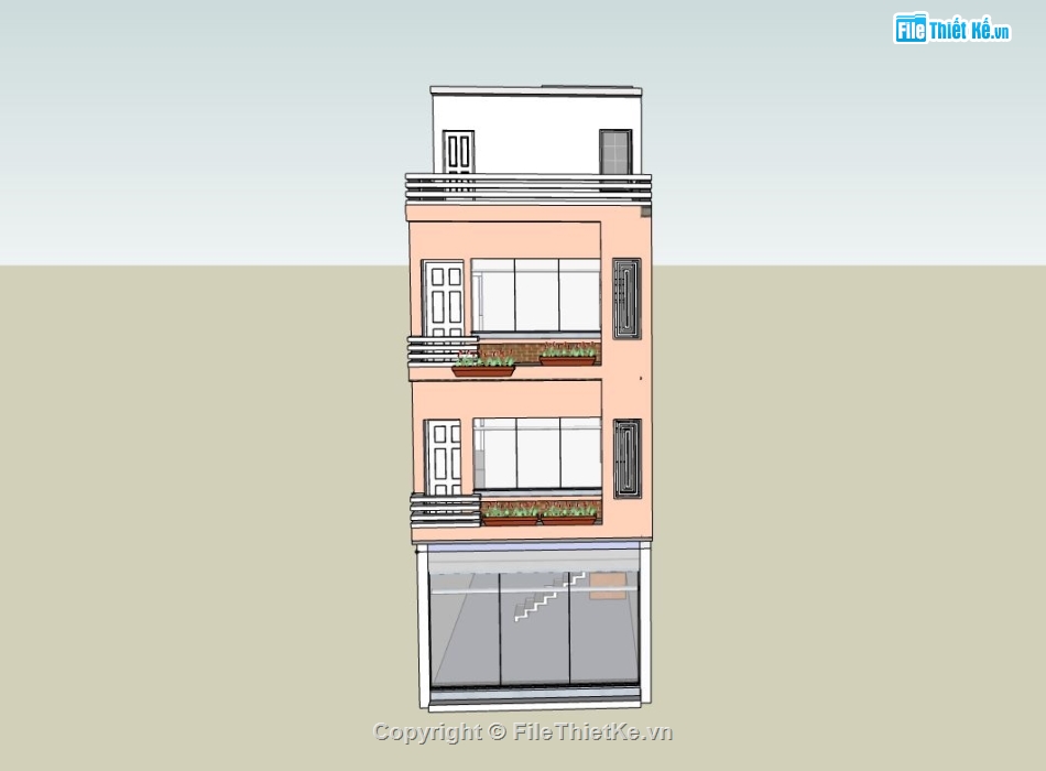 nhà phố 3 tầng,file su nhà phố 3 tầng,nhà phố 3 tầng sketchup,nhà phố hiện đại