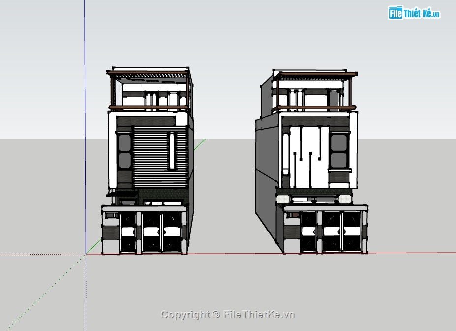 nhà phố 3 tầng,su nhà phố,sketchup nhà phố,su nhà phố 3 tầng