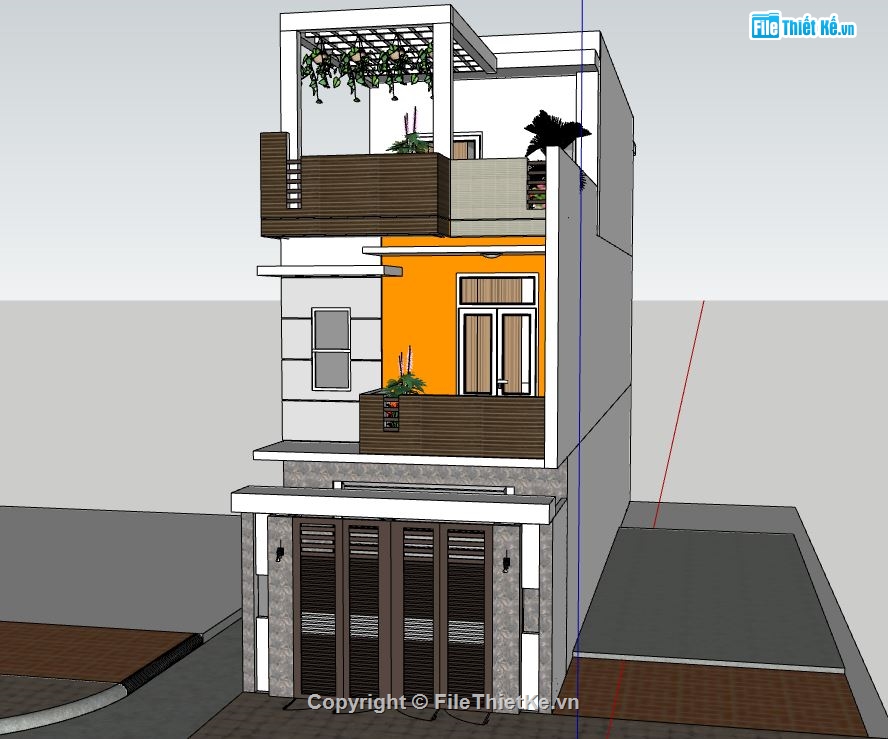 su nhà phố 3 tầng,model su nhà phố,file sketchup nhà phố