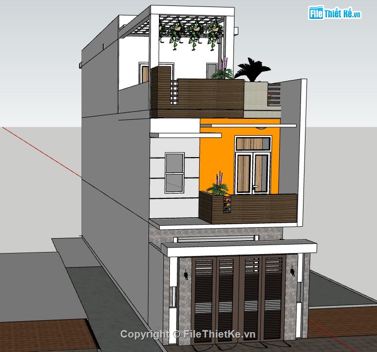 su nhà phố 3 tầng,model su nhà phố,file sketchup nhà phố