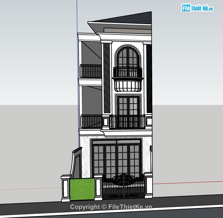 su nhà phố,sketchup biệt thự,model su biệt thự