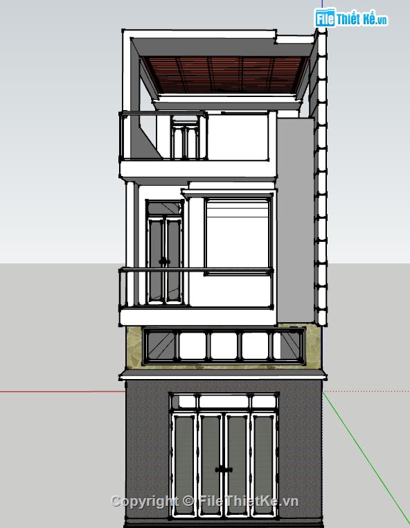 nhà phố 3 tầng,su nhà phố,file sketchup nhà phố