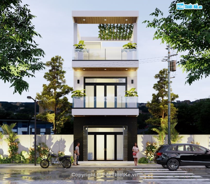 su nhà 3 tầng,sketchup nhà 3 tầng,su nhà phố