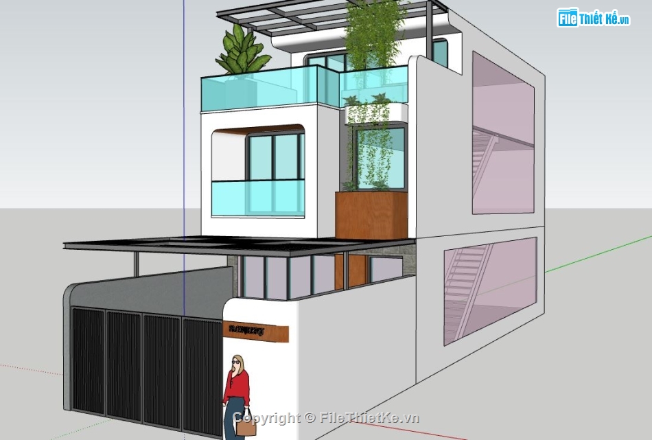 nhà phố 3 tầng,model su nhà phố 3 tầng,file sketchup nhà phố 3 tầng
