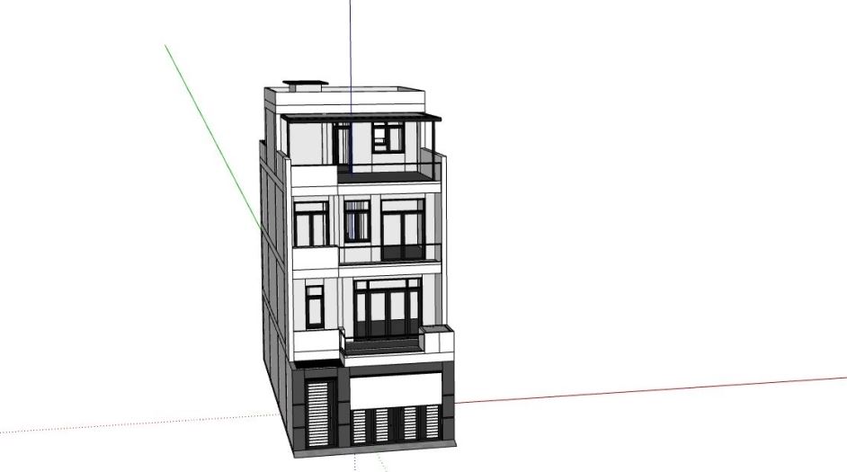 nhà phố 3 tầng,mẫu nhà phố 3 tầng,sketchup nhà 3 tầng,phối cảnh nhà 3 tầng
