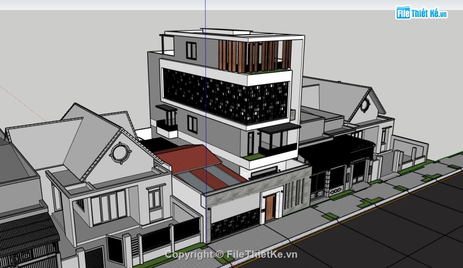 su nhà phố,model su nhà phố,file sketchup nhà phố