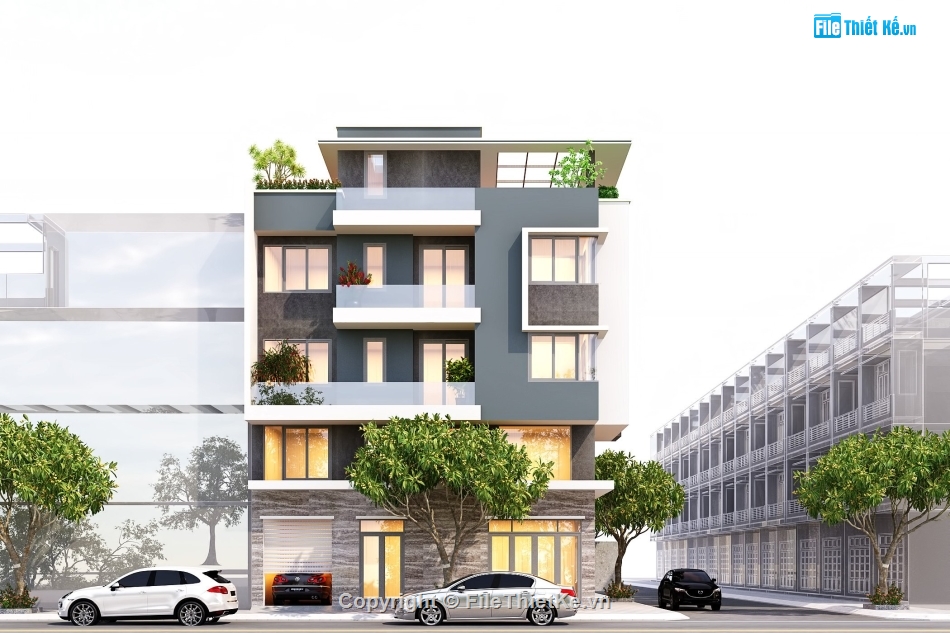 nhà phố 4 tầng,revit nhà phố 4 tầng,nhà phố 4 tầng 2 mặt tiền,file revit nhà phố 4 tầng