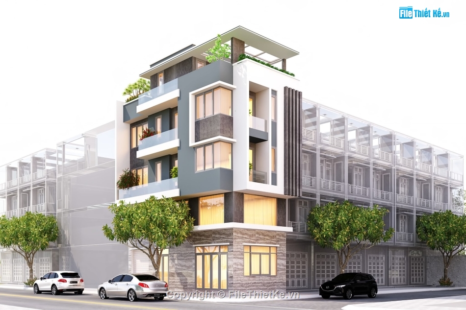 nhà phố 4 tầng,revit nhà phố 4 tầng,nhà phố 4 tầng 2 mặt tiền,file revit nhà phố 4 tầng