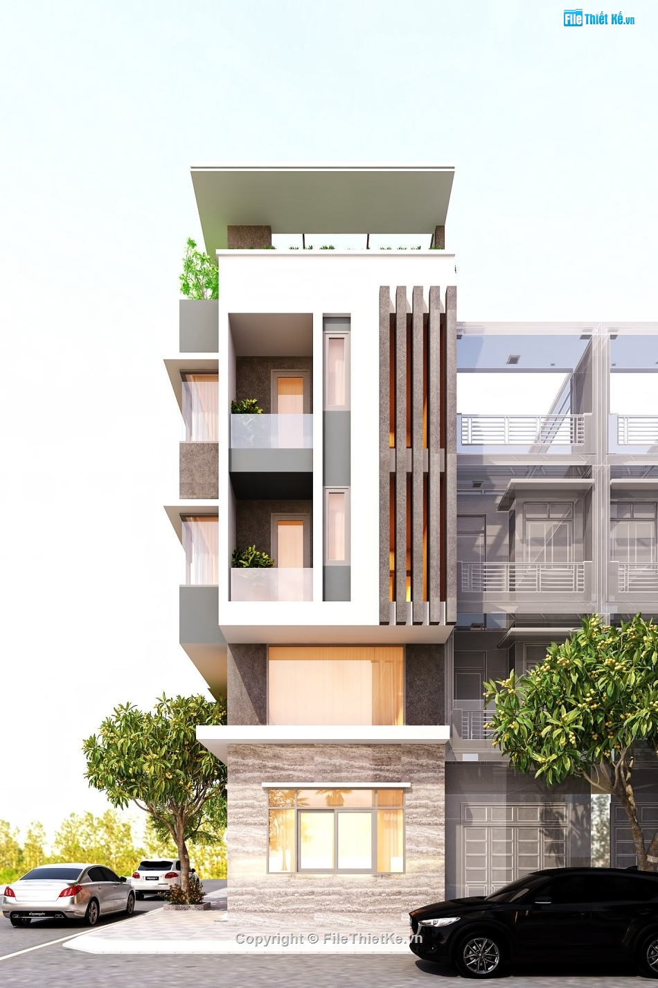 nhà phố 4 tầng,revit nhà phố 4 tầng,nhà phố 4 tầng 2 mặt tiền,file revit nhà phố 4 tầng