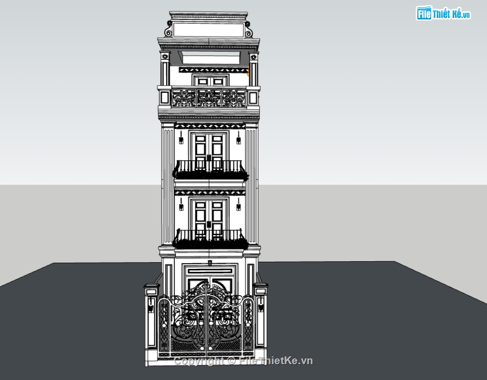 nhà phố 4x17m,su nhà phố,model su nhà 4 tầng