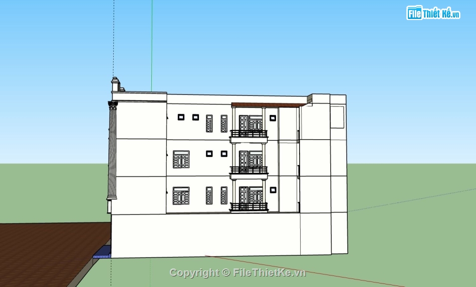 nhà 4 tầng,file su nhà phố 4 tầng,phối cảnh nhà phố 4 tầng,mẫu sketchup nhà phố 4 tầng
