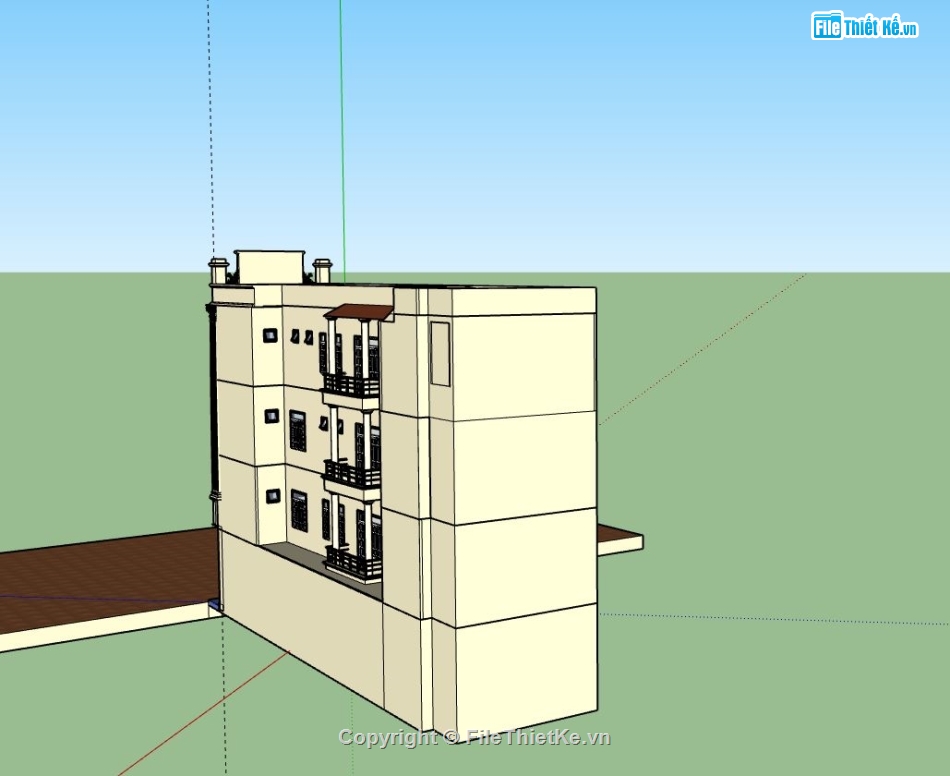 nhà 4 tầng,file su nhà phố 4 tầng,phối cảnh nhà phố 4 tầng,mẫu sketchup nhà phố 4 tầng