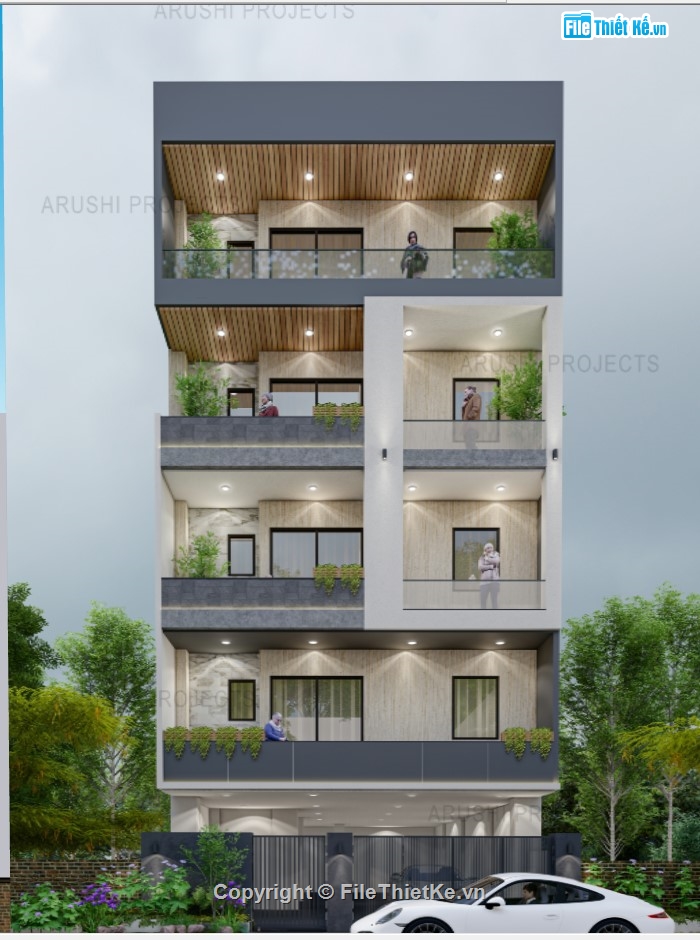 nhà phố 5 tầng,su nhà phố,bản vẽ nhà phố 5 tầng