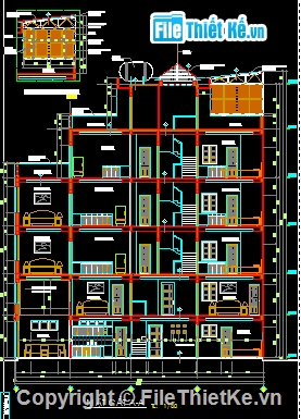 thiết kế nhà phố 5.5 tầng full,Nhà phố 5.5 tầng kt 5X16.5m,Nhà phố 5.5 tầng có phối cảnh