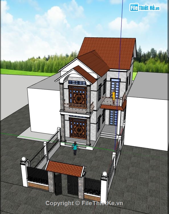 nhà phố su,file sketchup nhà phố,model su nhà phố